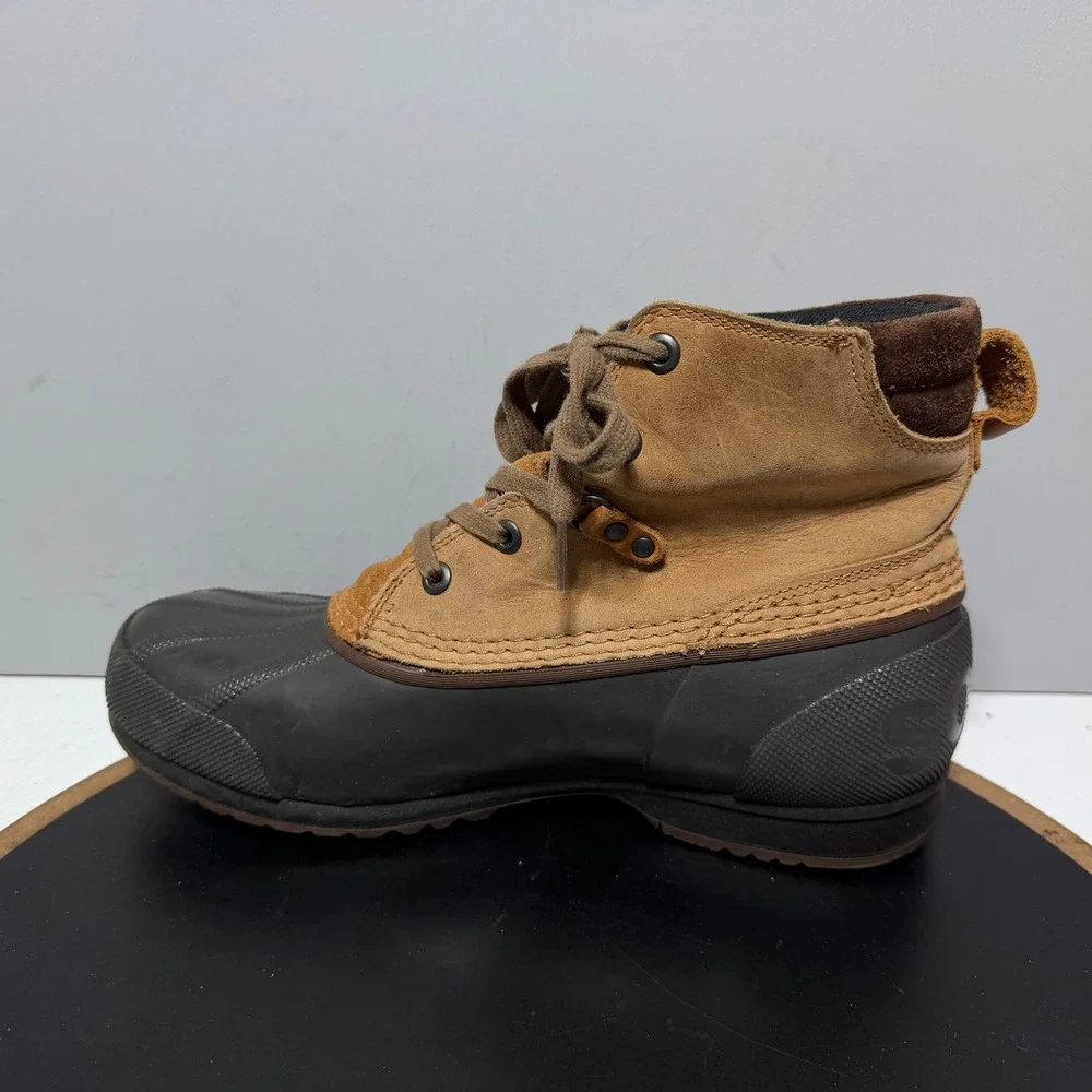Sorel Cheyanne Lace Duck Boots Men Size‎ 9 Waterproof Leather Tan Brown Gorpcore